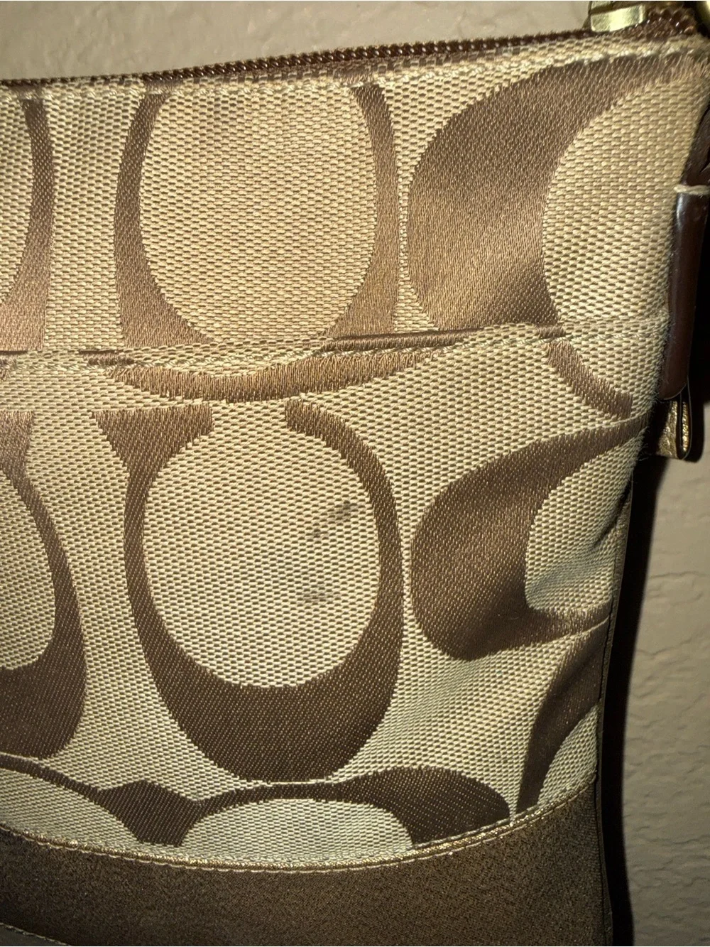 Coach Signature Canvas Crossbody in Brown and Tan